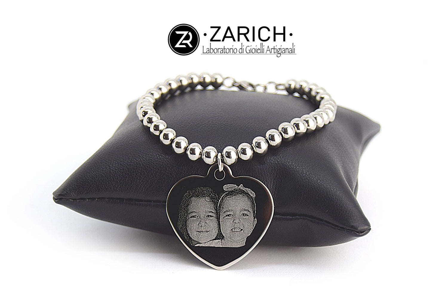Spheres Bracelet with Photo-Engraved Heart
