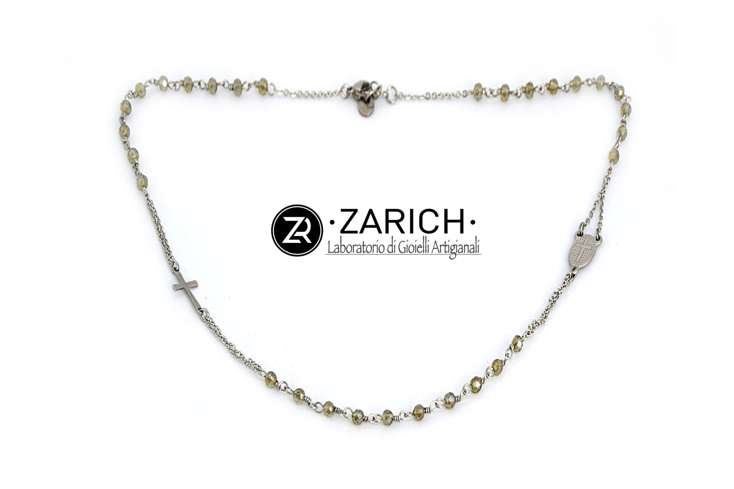 Swarovski Ochre Rosary Necklace with Medal