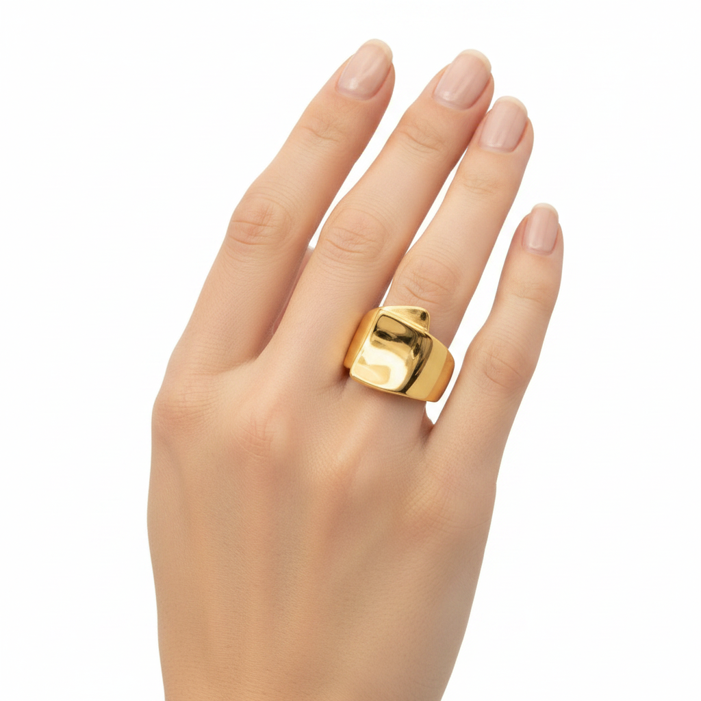 Anello doppio quadrato Gold/Silver