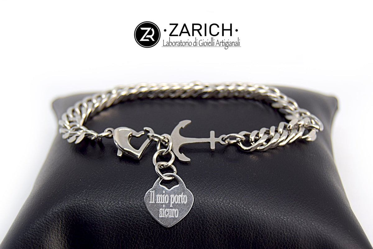 Engraved Heart Anchor Arrow Bracelet