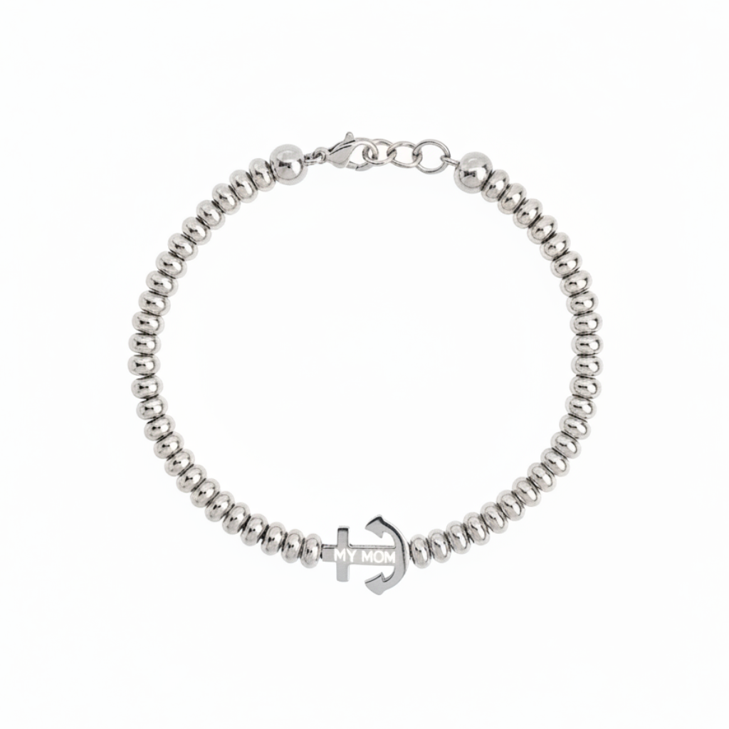 Bracelet with Spacers and Engraved Anchor