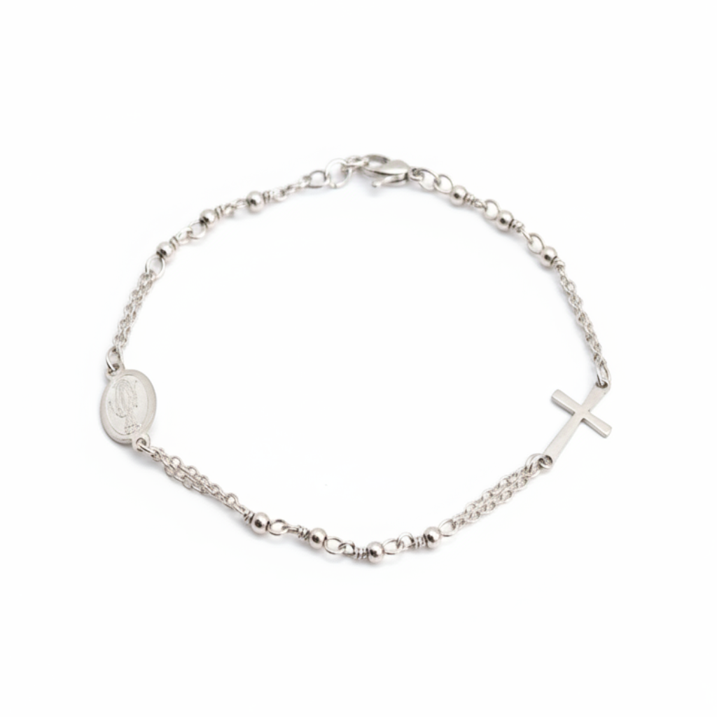 Bracciale Rosario in Acciaio silver
