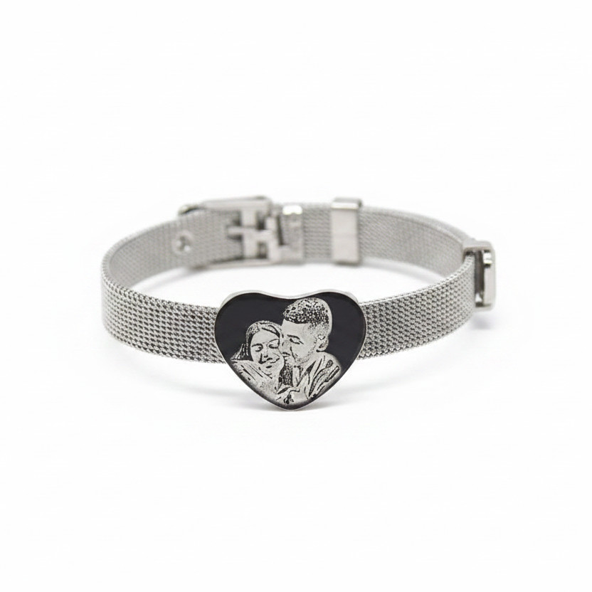 Bracciale cinturino heart fotoinciso
