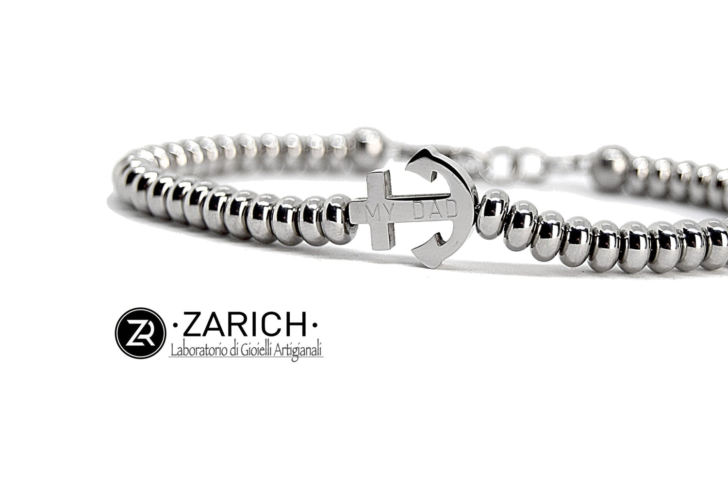 Bracelet with Spacers and Engraved Anchor