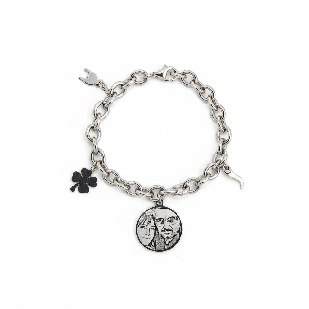 Bracciale catena con medaglia tonda