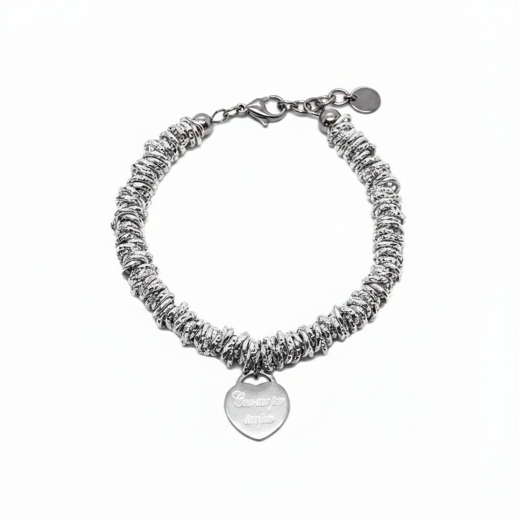 Bracciale nodino alluminio cuore inciso