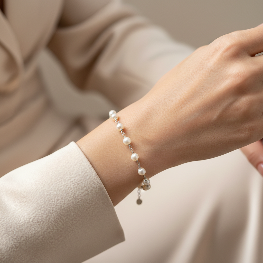 Bracciale di perle con nodi ad orefice