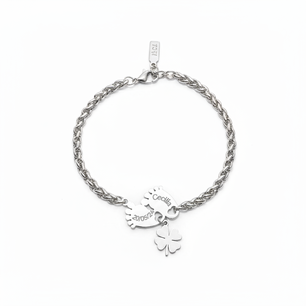 Engraved footprints bracelet