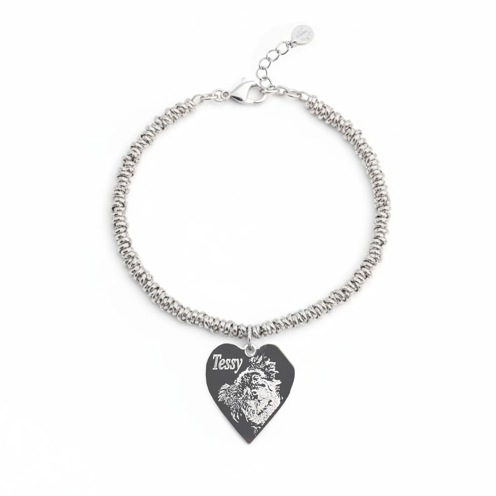 Bracciale Nodino con cuore a punta fotoinciso