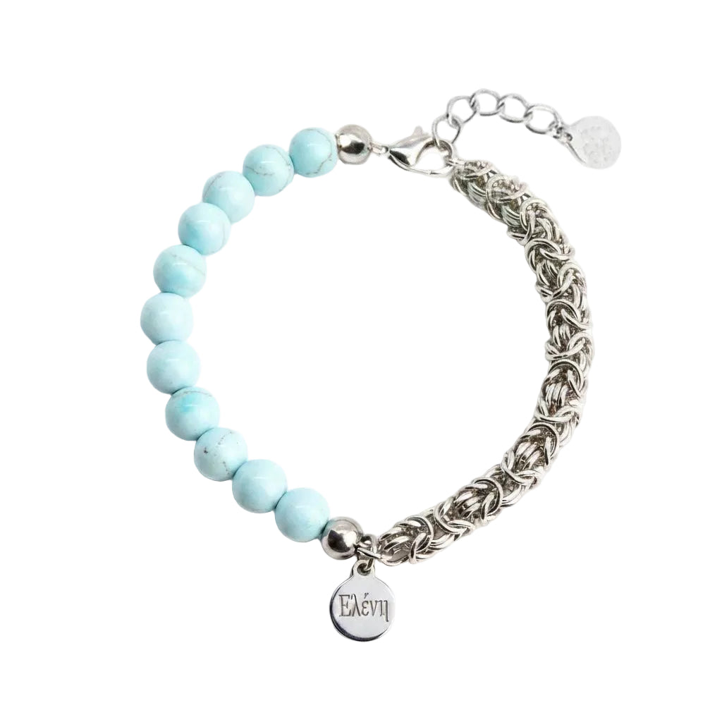 Hybrid bracelet with engraved medal