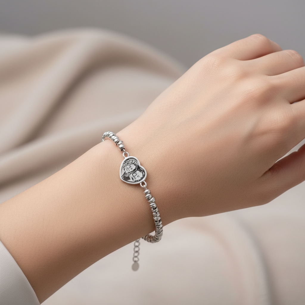 Bracciale nodino cuore tiffany fotoinciso