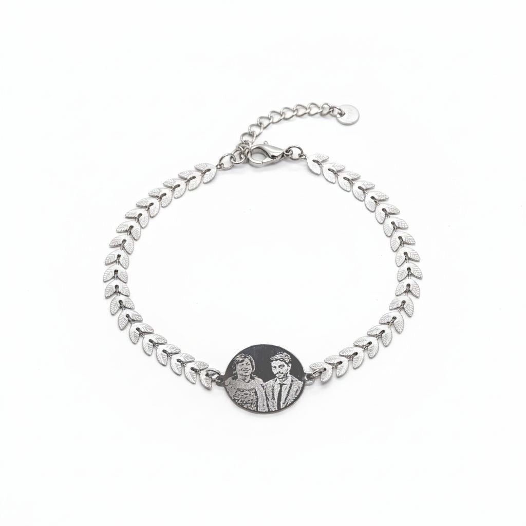 Bracciale foglioline fotoinciso