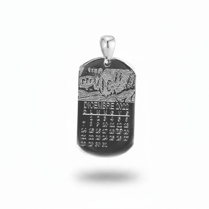 Rectangular pendant with photo engraving and birth calendar