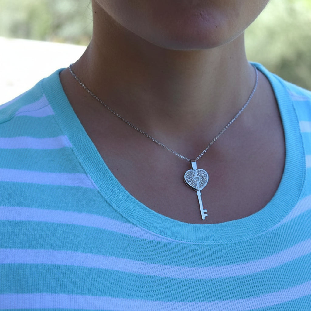 Engraved Key to My Heart Necklace
