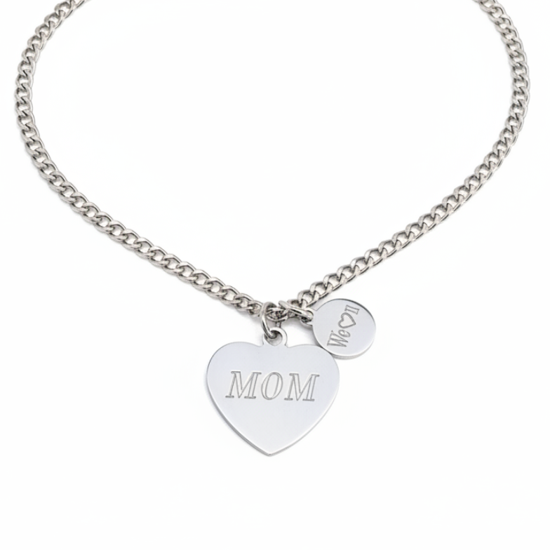 Collana cuore inciso Mamma