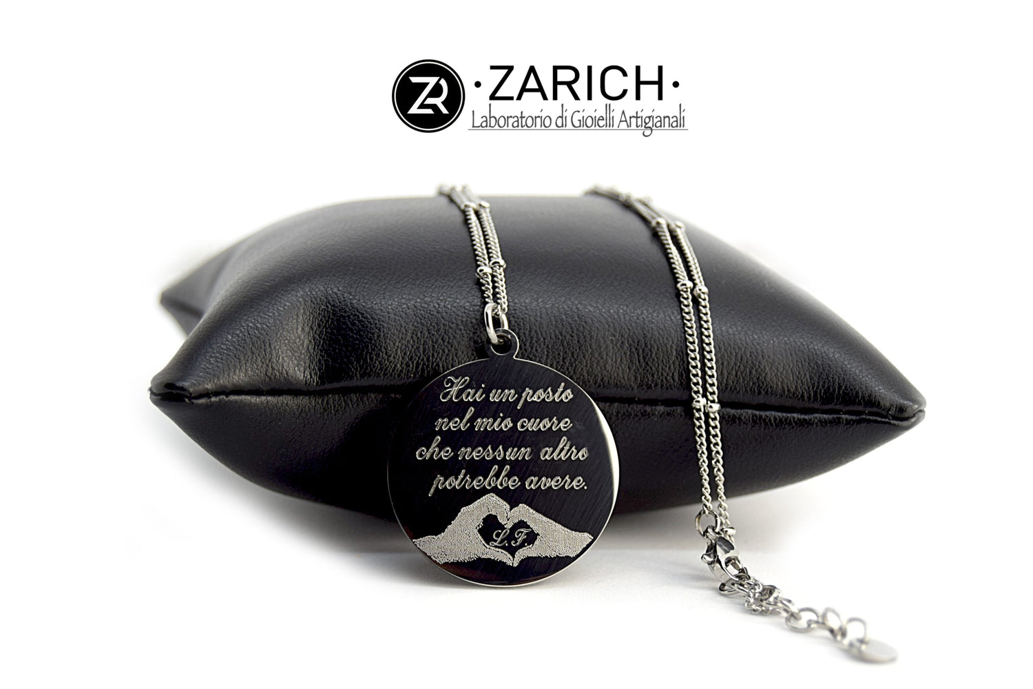 Round Pendant Necklace with Engraving and Photo Engraving