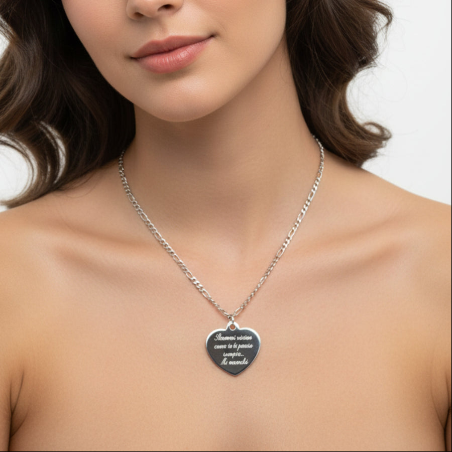 Figaro Necklace with Engraved Heart