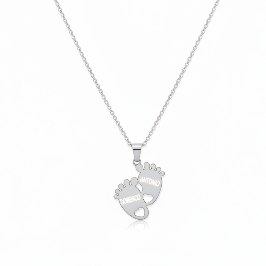 Engraved Feet Necklace