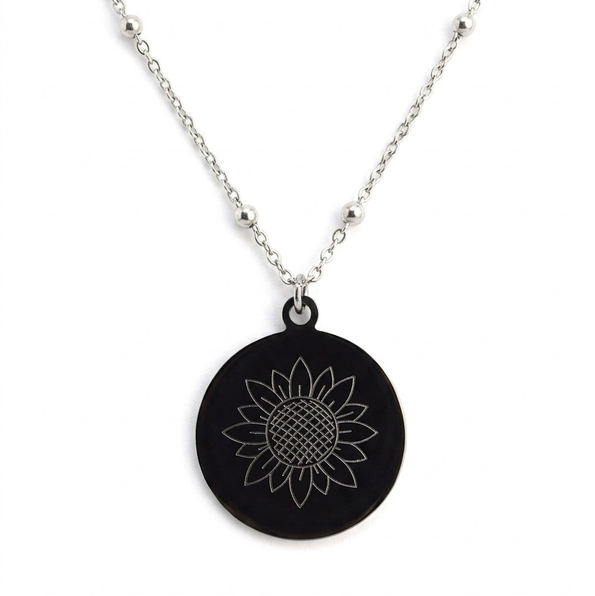 Necklace with Engraved Round Pendant
