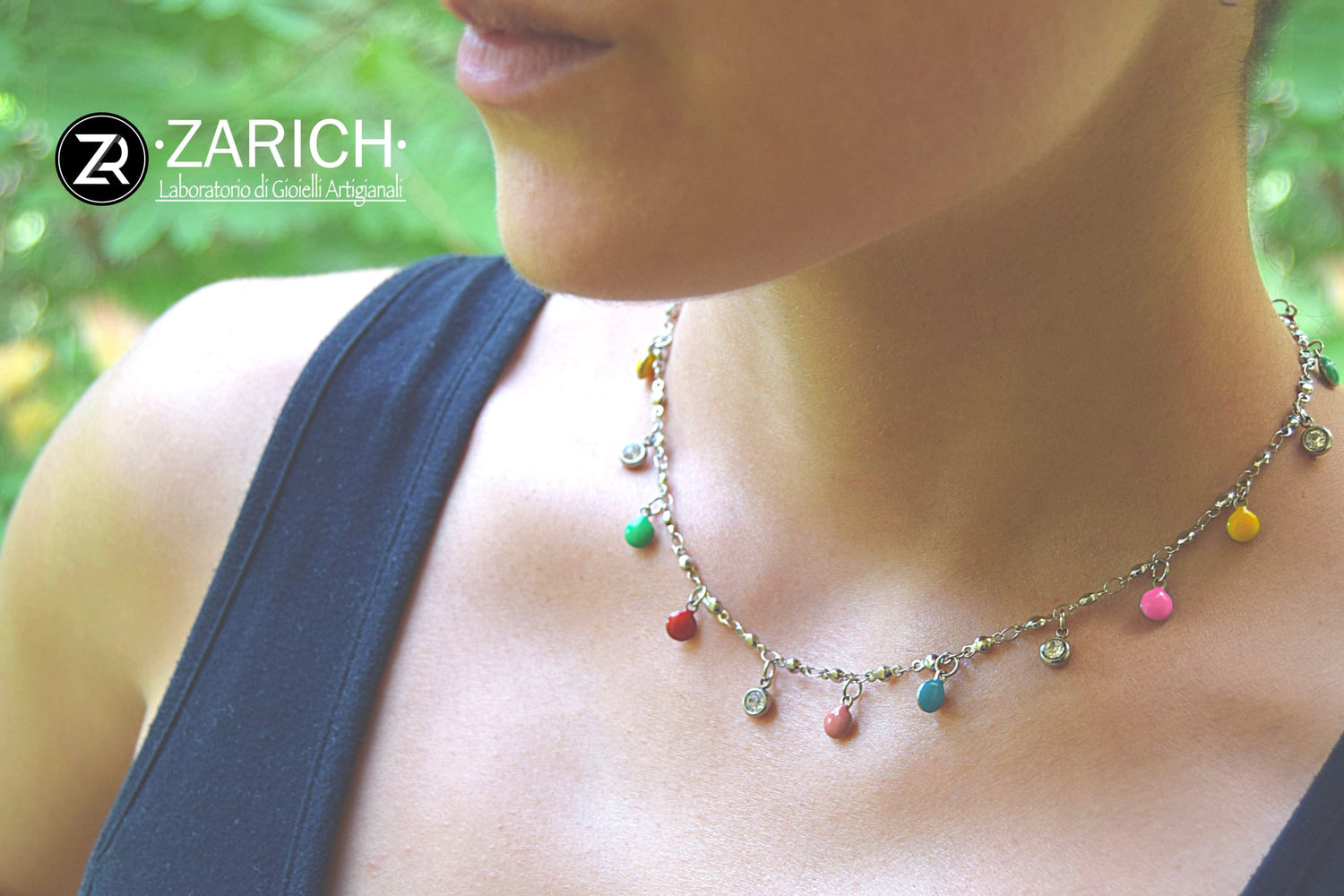 Colorful Fireflies choker necklace
