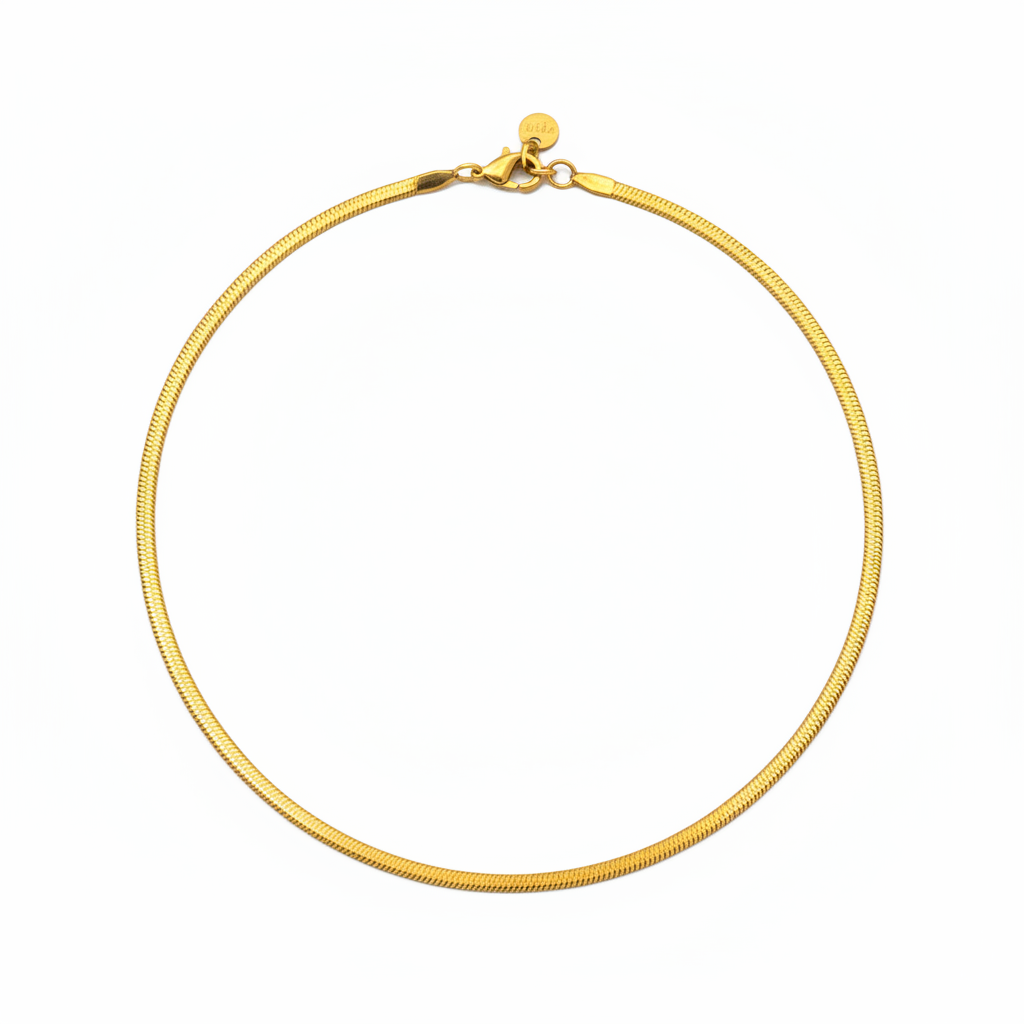 Flat Snake Chain Necklace Gold