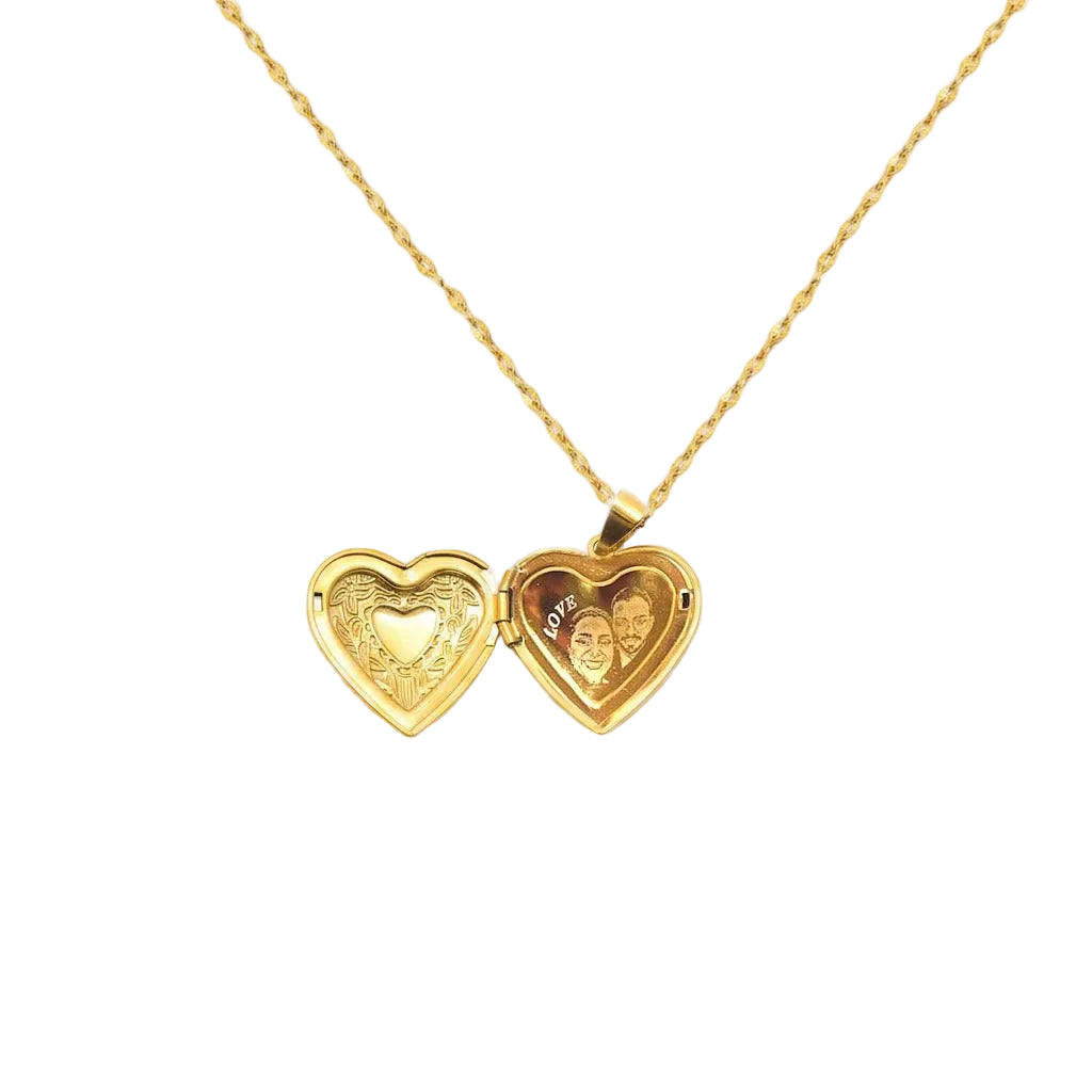Photo-Engraved Gold Locket Necklace