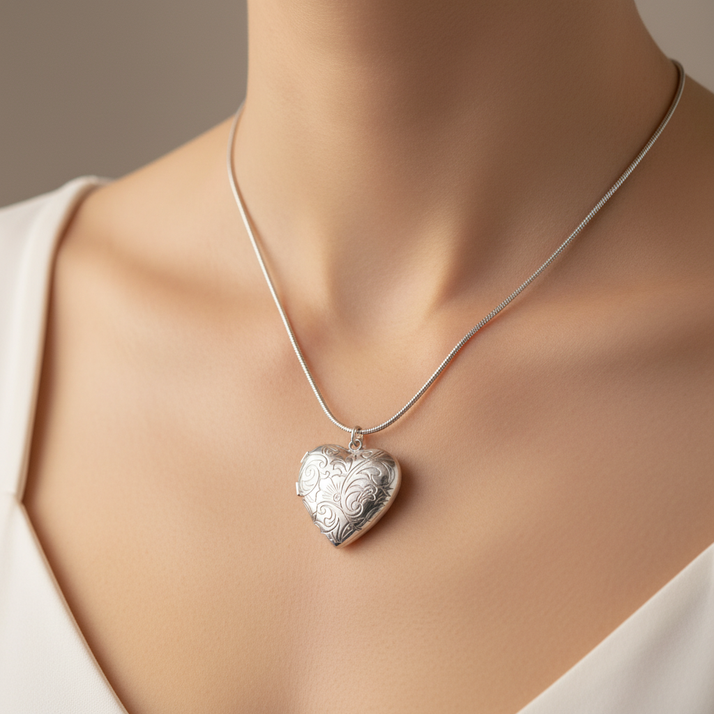 Collana cuore apribile lavorazione in rilievo con fotoincisione