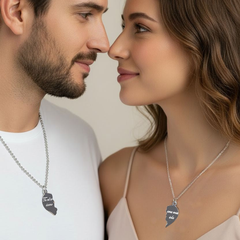 Engraved Half Heart Necklaces