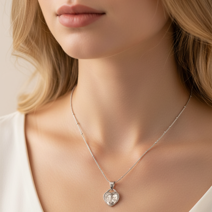 Collana fotoincisa cuore tiffany