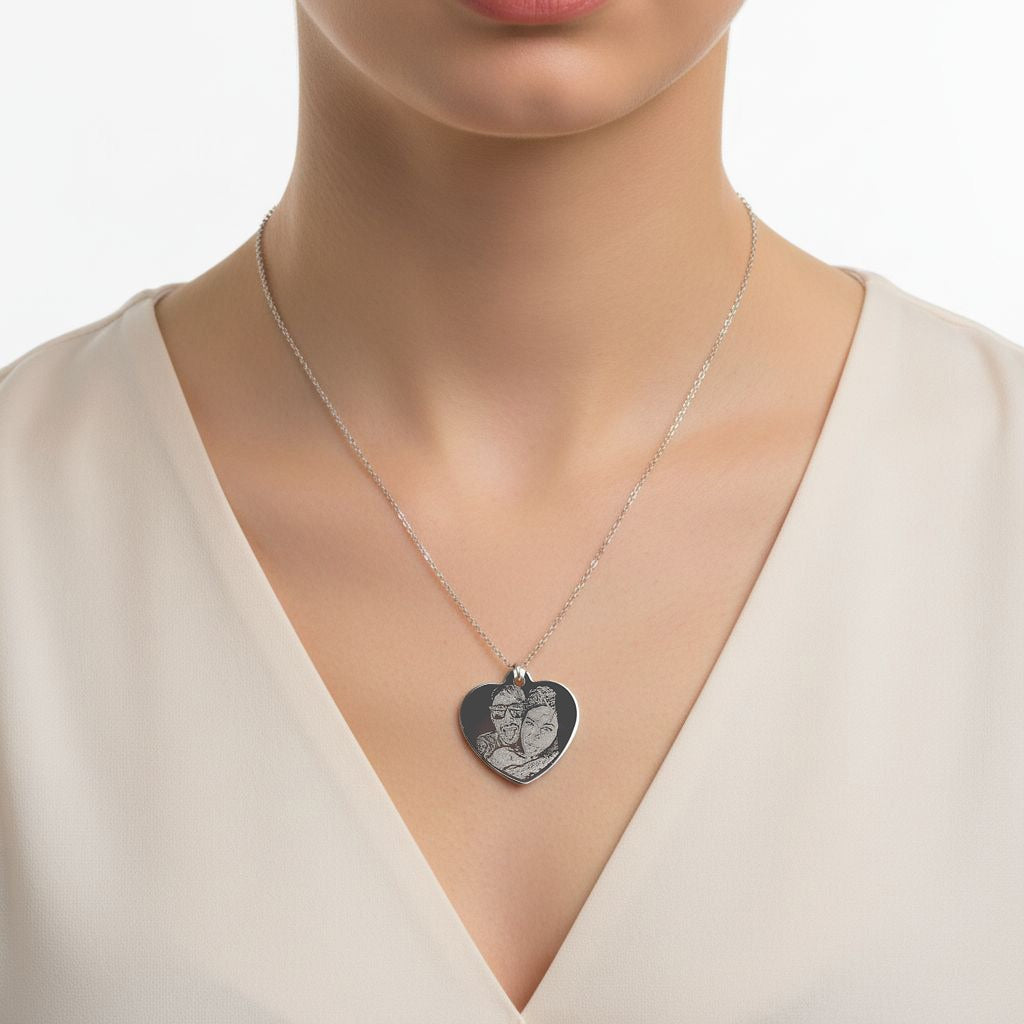 Collana semplice con Cuore Fotoinciso