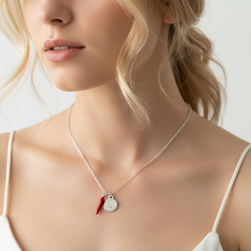 Horn necklace with engraving