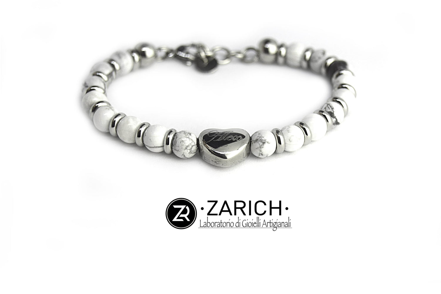 Howlite Heart Bead Bracelet