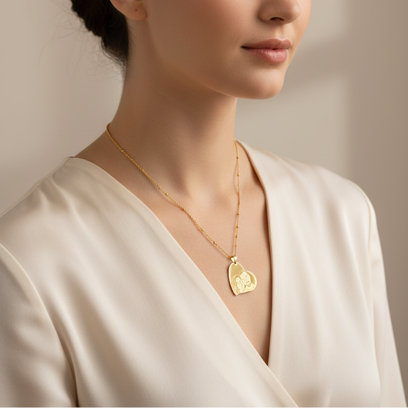 Collana gold con cuore fotoinciso