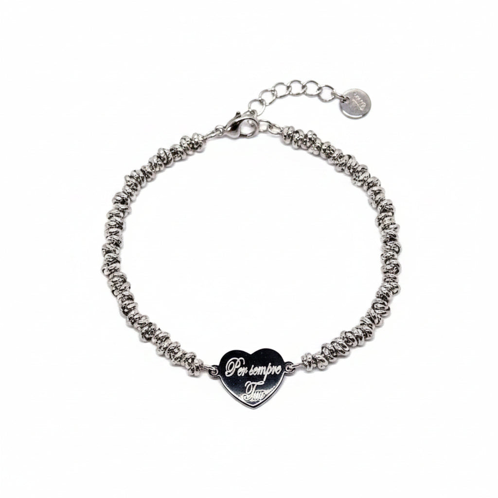 Heart Connector Knot Bracelet Engraved
