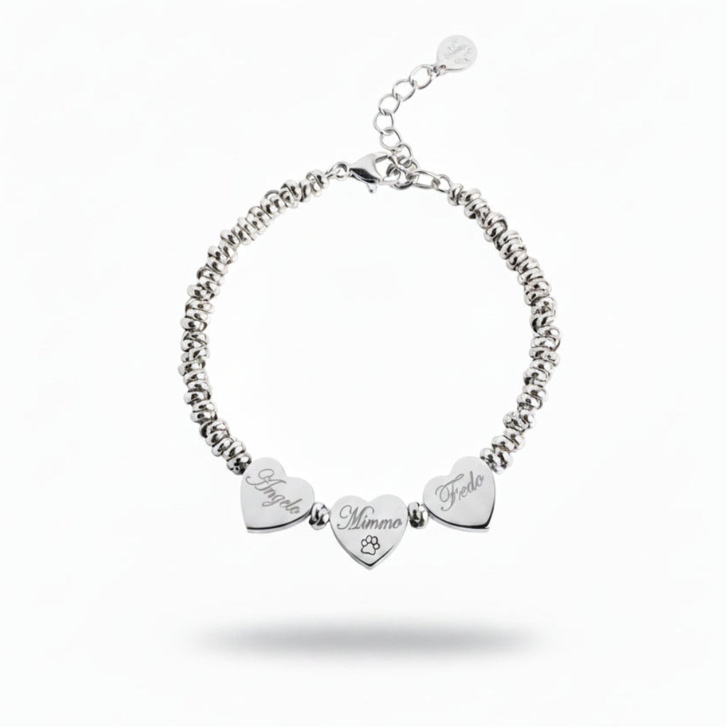 Bracciale Nodino con cuori piatti