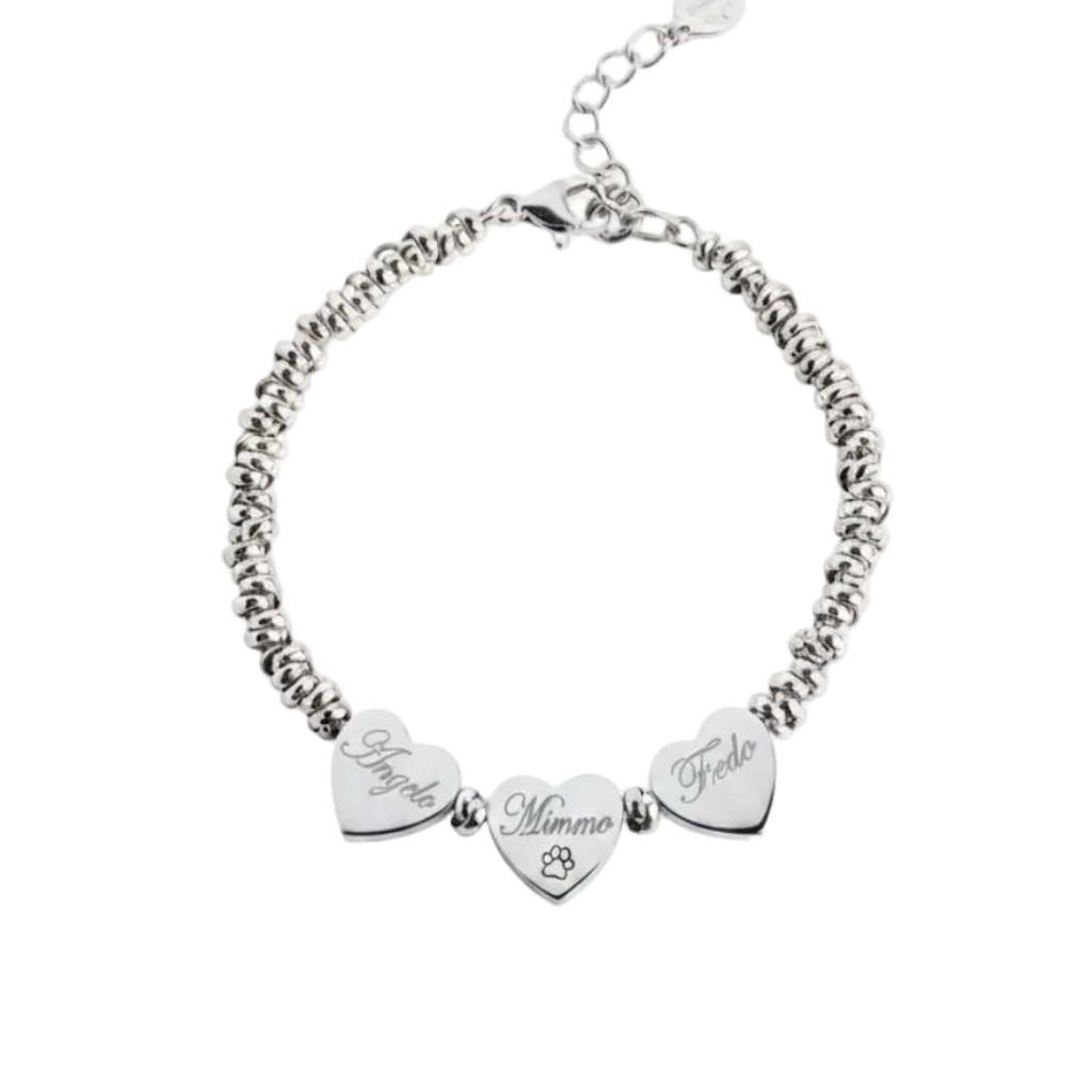Bracciale Nodino con cuori piatti