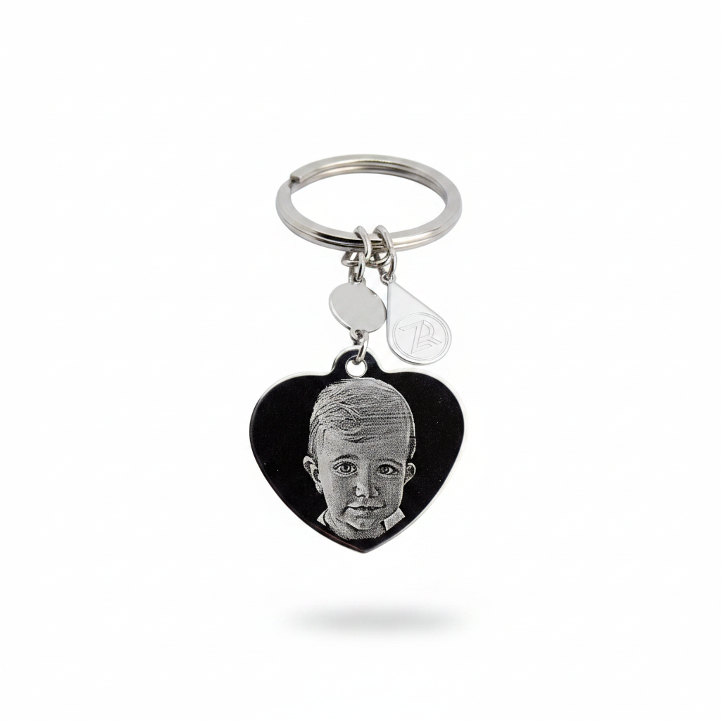 Portachiavi semplice con cuore fotoinciso