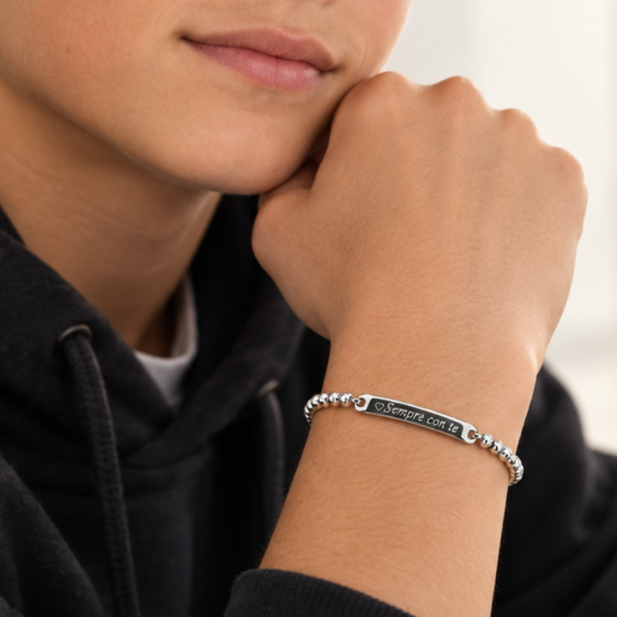 Bracciale Nodini con Targhetta Connettore e Ancora