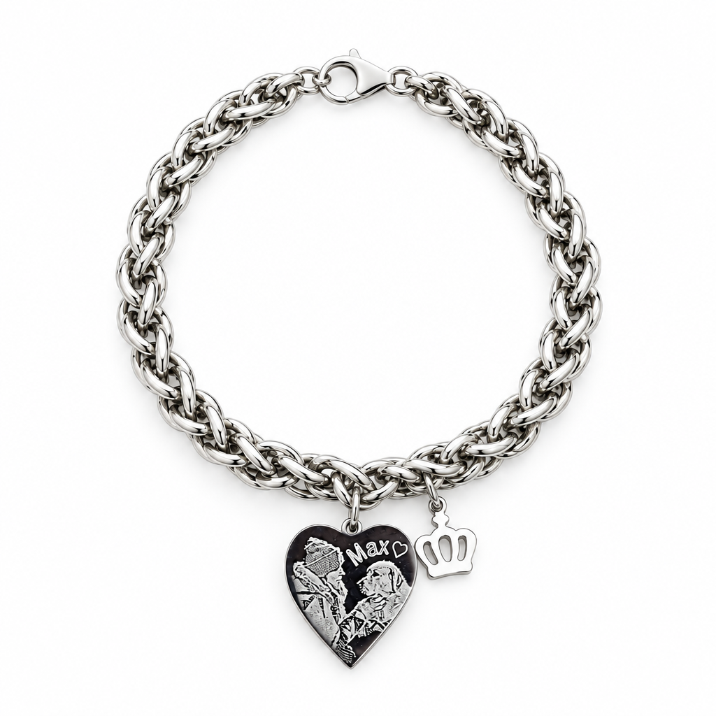 Bracciale Spiga di Grano Cuore Fotoinciso