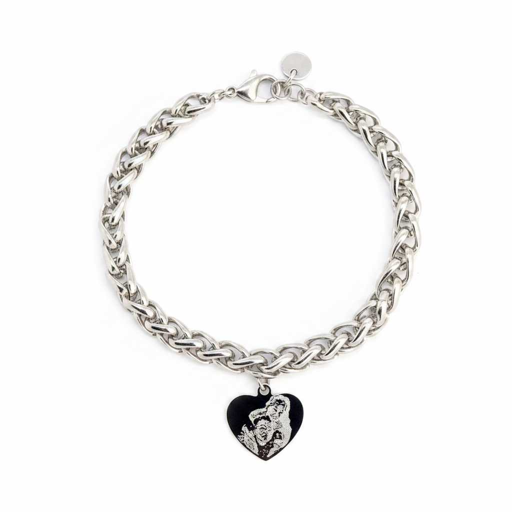 Bracciale Spiga Cuore Fotoinciso