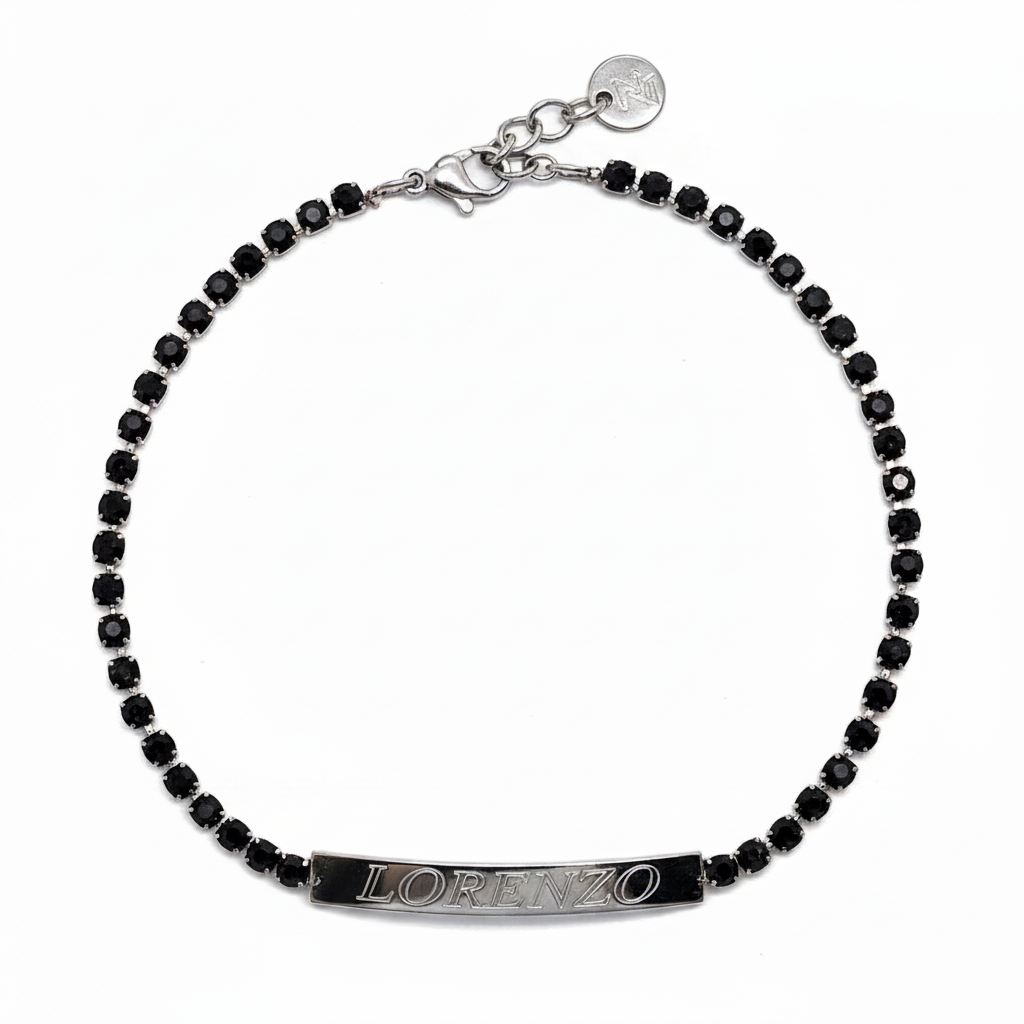 Engraved tag tennis bracelet