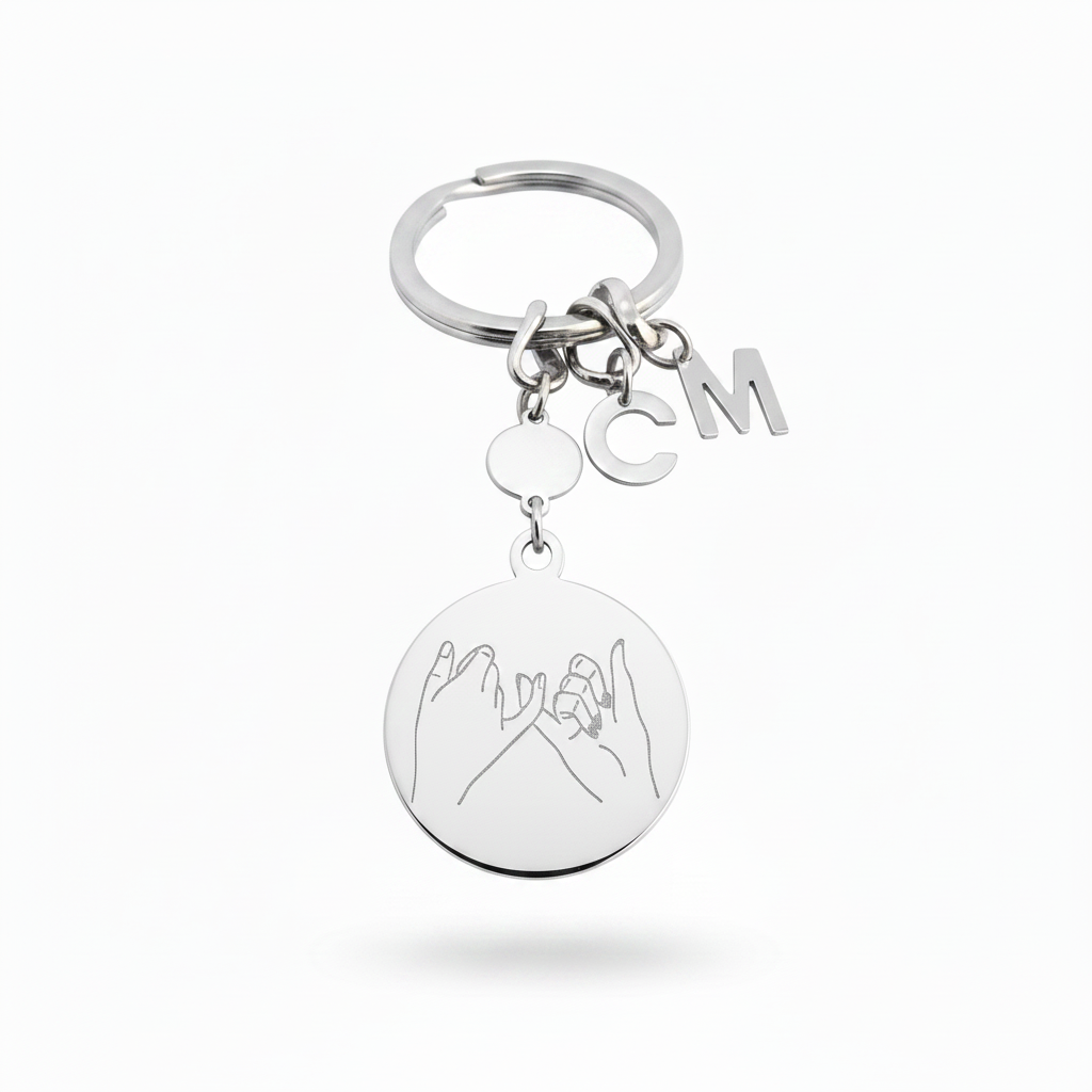 Photo-engraved friendship keyring