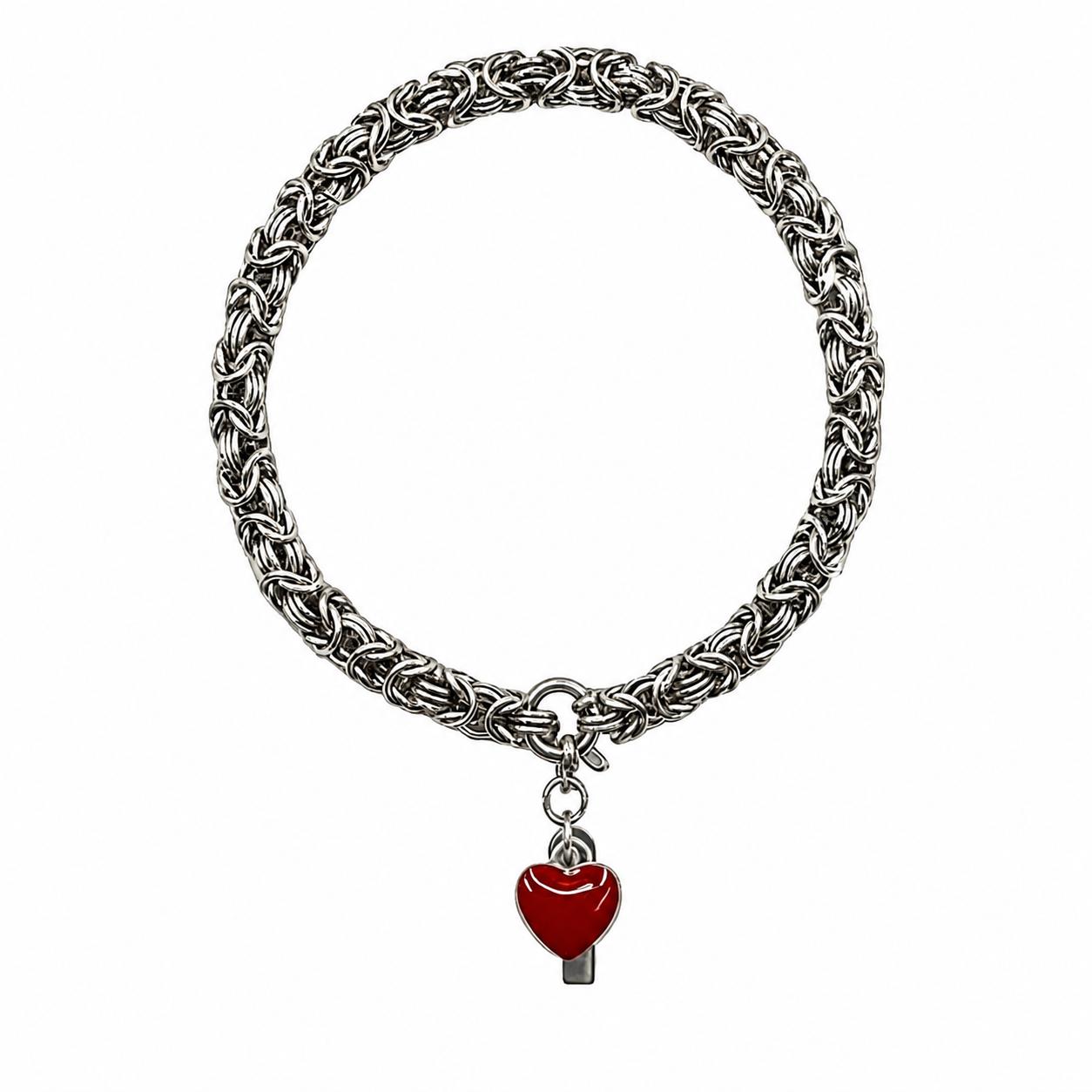 Bracciale bizantina cuore smaltato