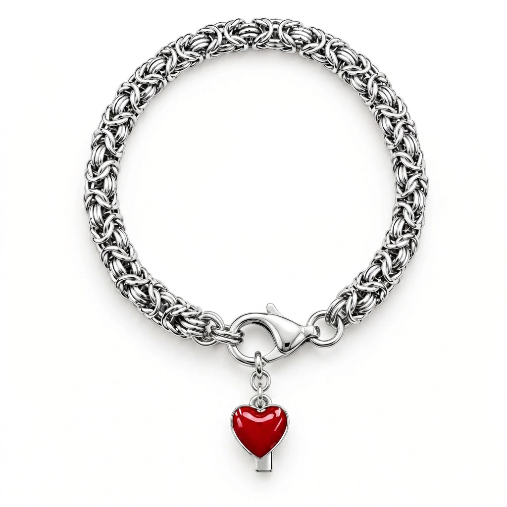 Bracciale bizantina cuore smaltato