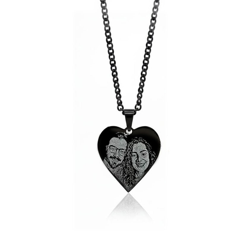Collana arrow cuore a punta fotoinciso Black/Gold