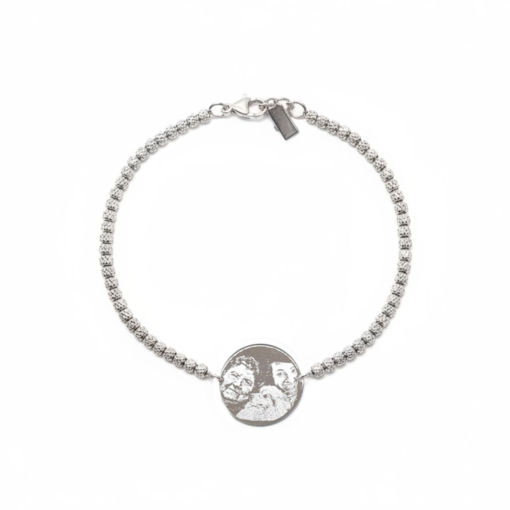 Bracciale sfere bocciardate fotoinciso