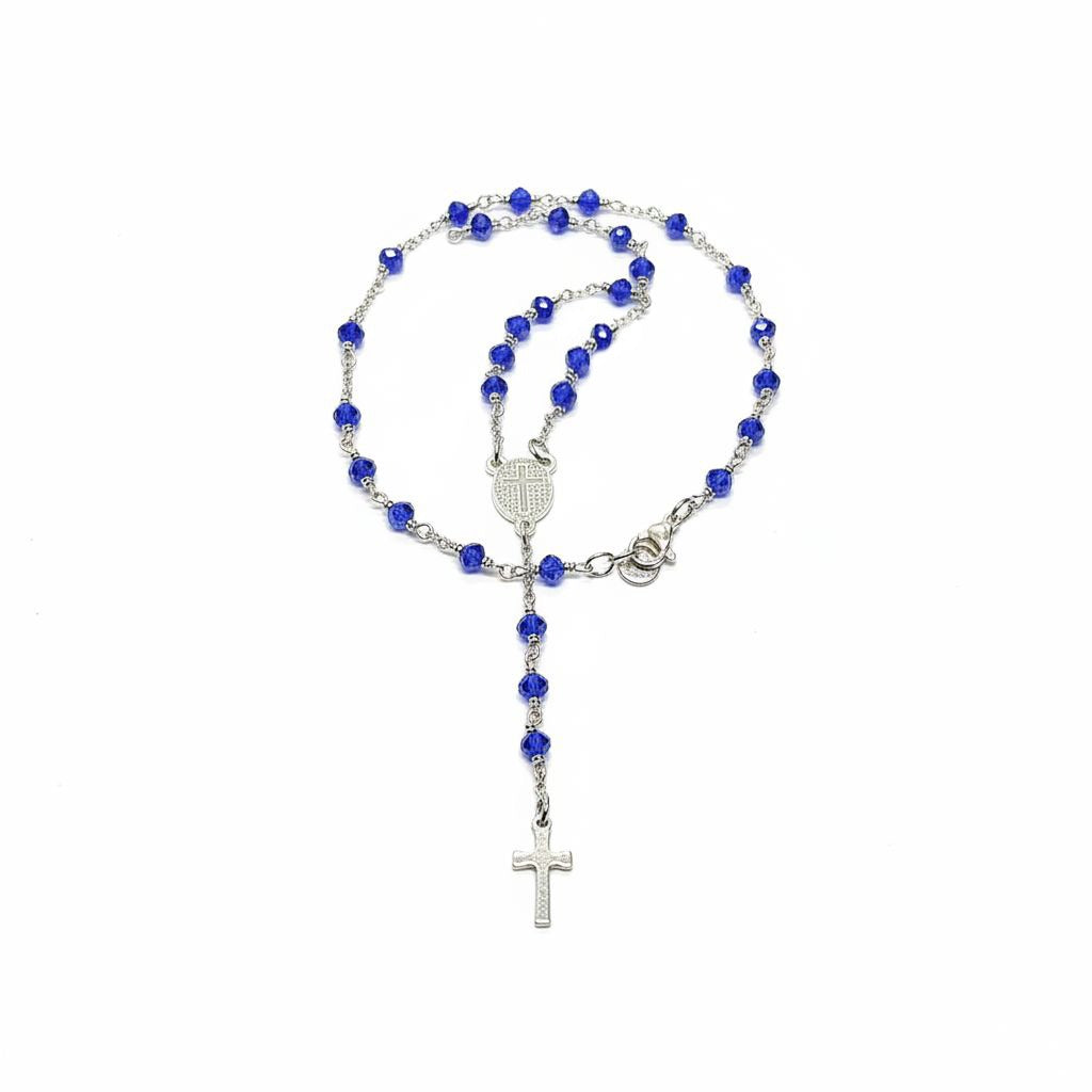 Collana Rosario (50sfere) Swarovski celeste