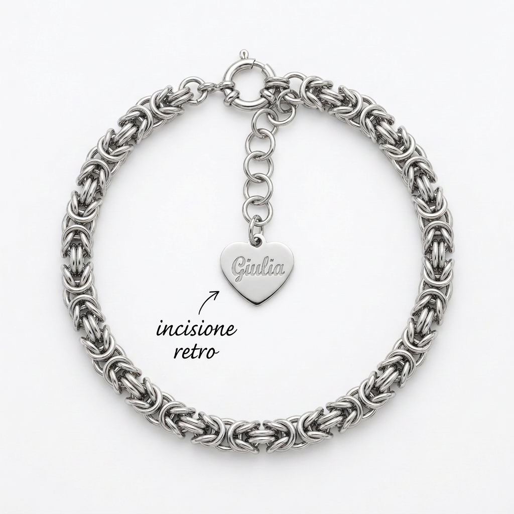 Bracciale bizantina cuore smaltato
