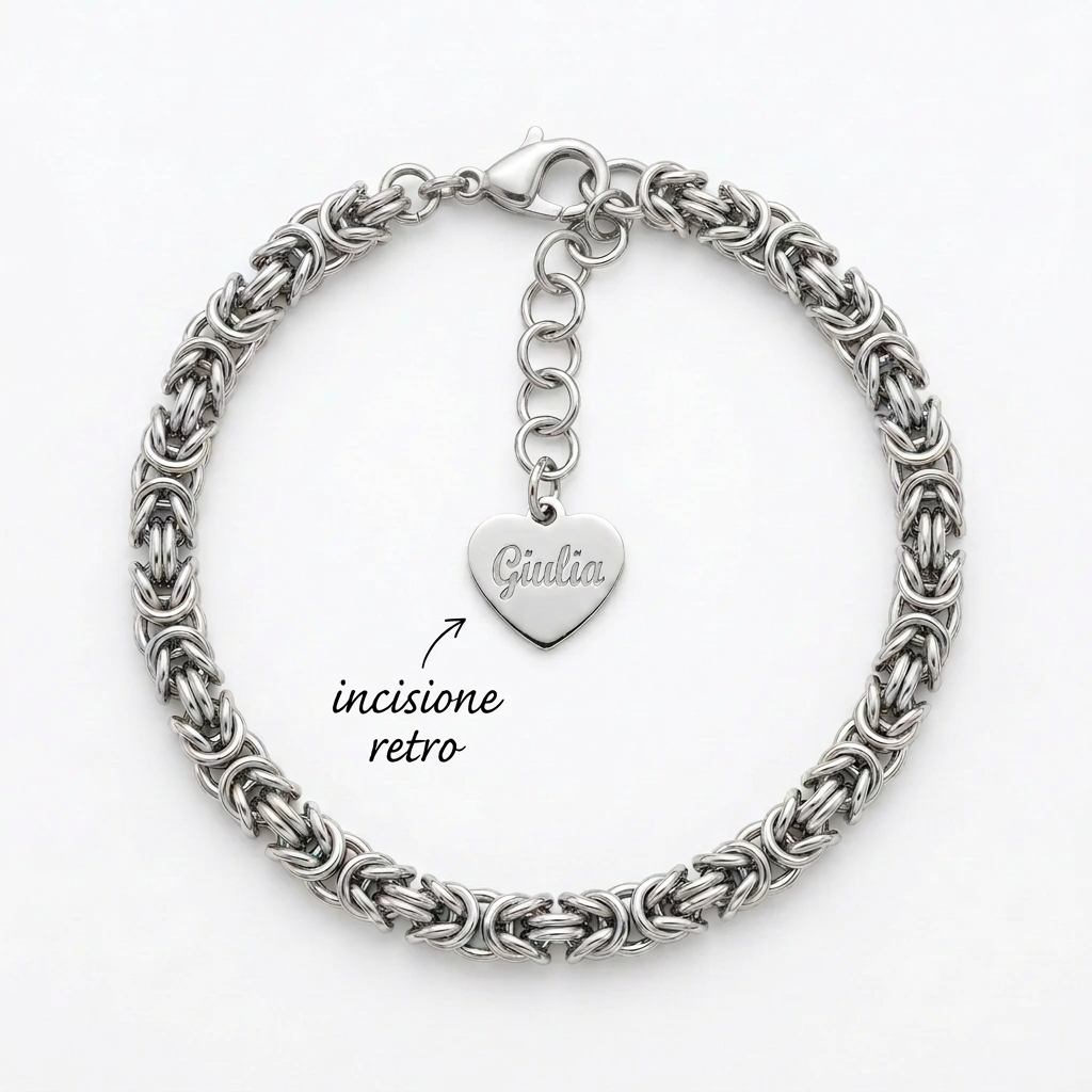Bracciale bizantina cuore smaltato