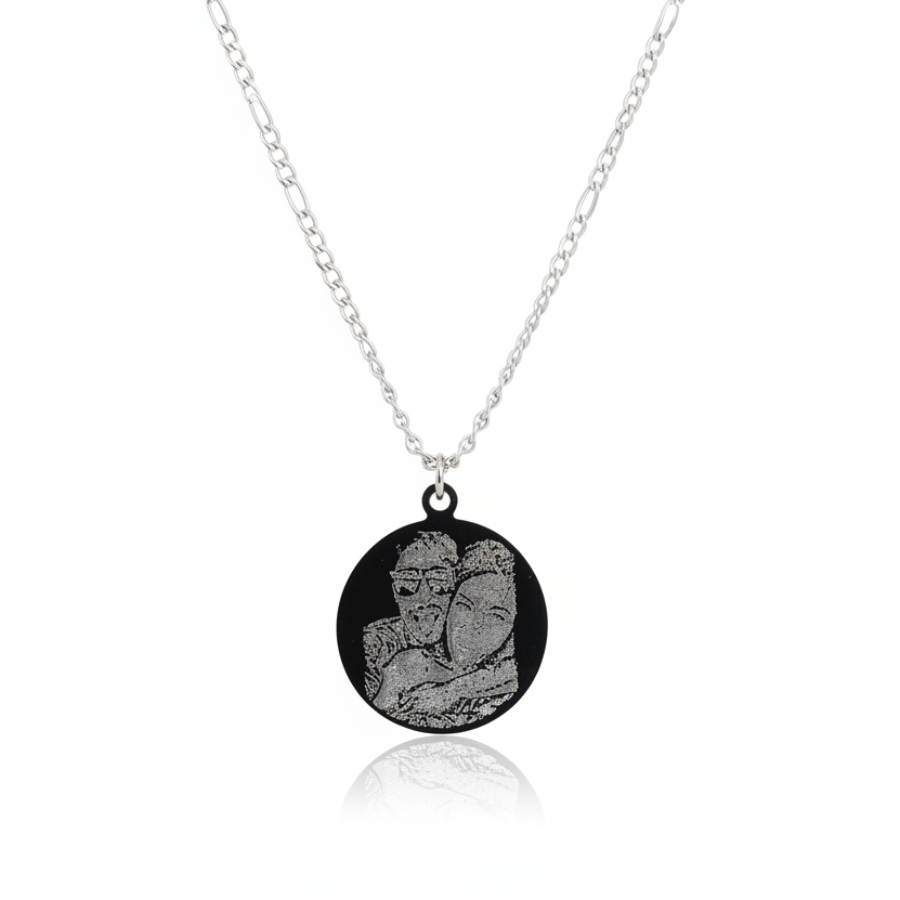 Figaro Round Photo-Engraved Necklace